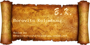 Borovits Kolumbusz névjegykártya